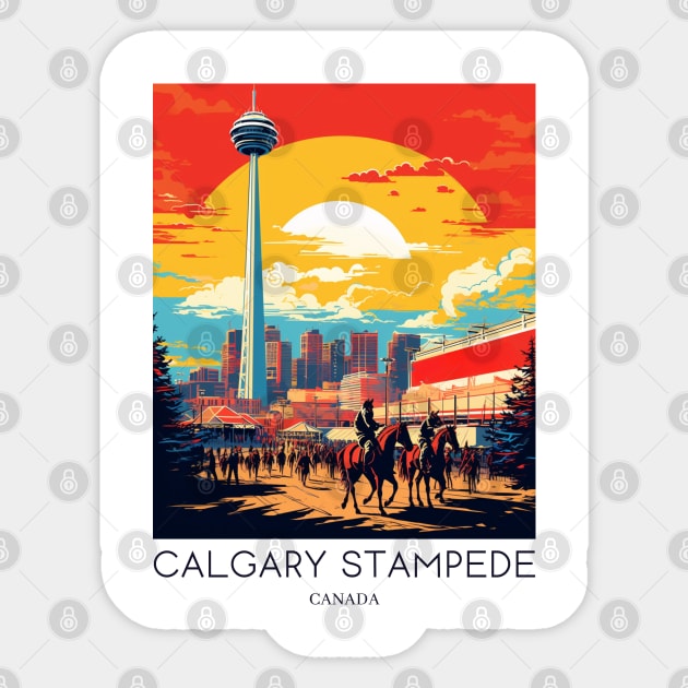 A Pop Art Travel Print of Calgary - Canada Sticker by Studio Red Koala